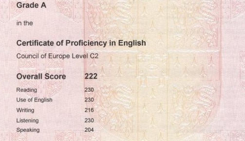 valutazione certificato c2 inglese