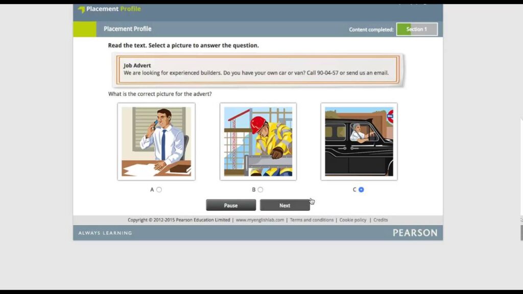 Pearson english test
